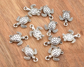 Breloques tortues argent vieilli 16x12.5mm Par lot de 5/10/15/20 unités