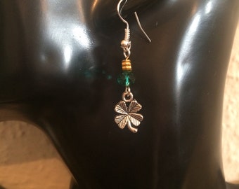 Shamrock earrings, Four leaf clover earrings, Irish earrings, St Patrick's day, dangly earrings item 343 by CraftyLittleMonkeyGB
