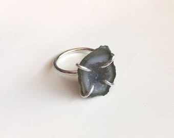 Mini Geode Ring | Sterling Silver Ring | Geode Ring | Gemstone Ring | Size 5.25