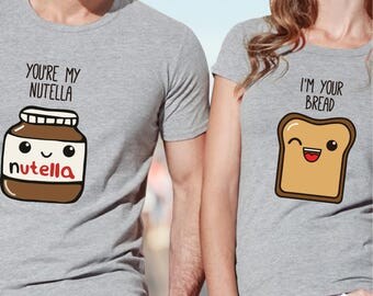 Nutella shirt / pärchen t-shirts / couples t shirt / couples gift set / couple shirt / his and hers shirts / just married shirts