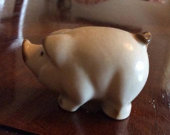Russian porcelain pig figurine-little piggy-white-cream-brown-vintage-antique-home decoration