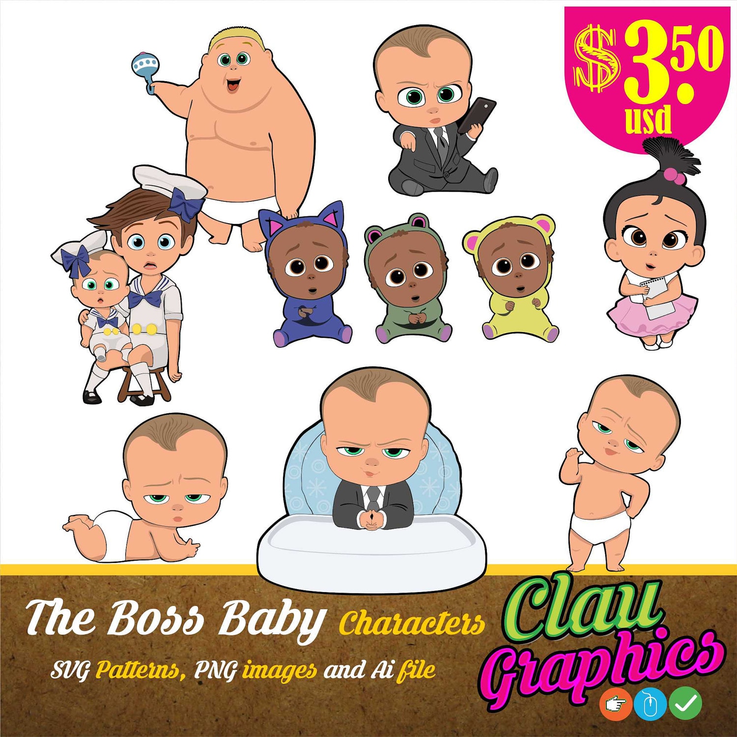 Download The Boss Baby Movie clipart Digital Illustrations on editable