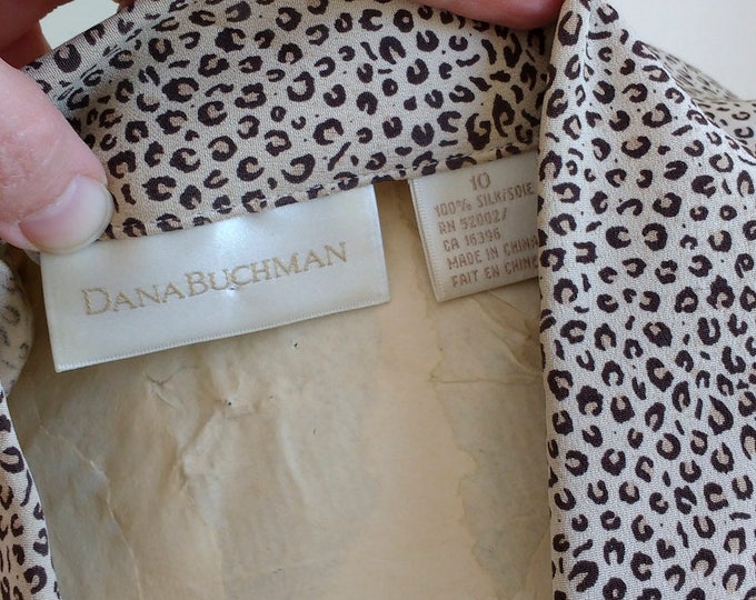 Dana Buchman blouse, leopard print silk jacket, 100% silk blouse, blazer, designer fashion UK size 10, suitable for work or play