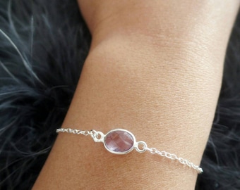 Amethyst Bracelet - Sterling Silver - Dainty Bracelet - February Birthstone - Minimal Bracelet - Gift for Her - Bridesmaid Gift