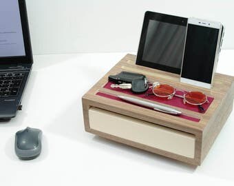 desk organizer, charging station, ipad stand, iphone, womens gift, desk accessory for woman, Anniversary gift for men,