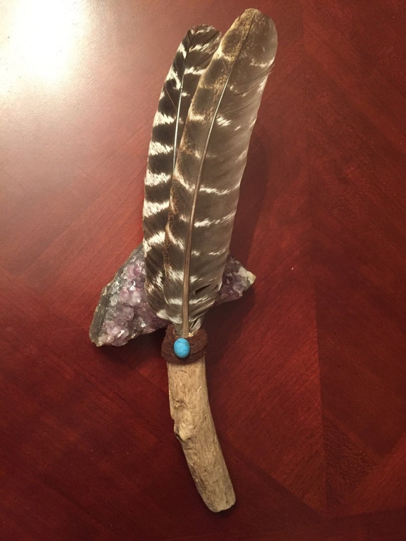 12 inch Turkey Feather Sage/smudging wand
