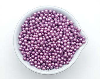 Pearlised Purple Pearl Dragees 4mm Natural Colour Cup Cake Sprinkles Suitable for Vegans Halal Kosher Gluten Dairy Free Mixed Baking Gifts