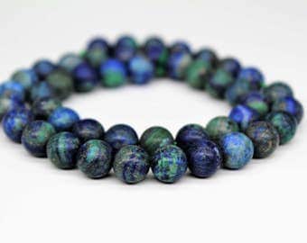 Matte Azurite Chrysocolla Gemstone Round Loose beads 6/8/10mm