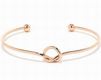 ADULT or KID'S Rose Gold Love Knot bangle, Love knot bracelet Help me tie the knot bracelet, Be my Bridesmaid Bracelet, Bridesmaid Gifts
