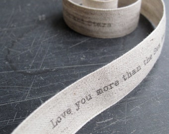 Word Ribbon - Dinky Typewriter font - Personalised Ribbon - Natural Linen - Personal Message
