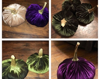 Large Velvet Pumpkins with Real Stems