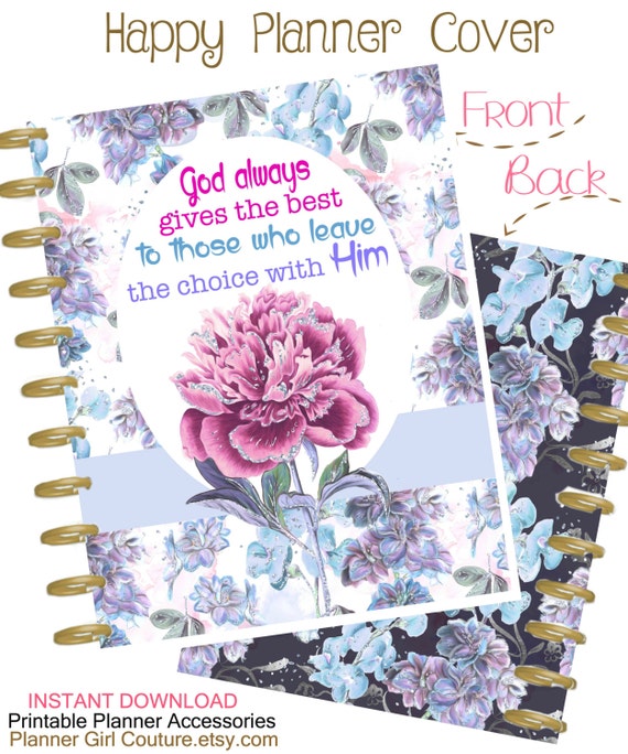 happy planner cover beautiful floral inspirational quote