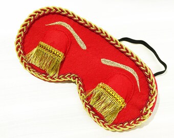Red Holly Golightly Sleep Mask with Eyelashes, Audrey Hepburn Night Mask, Breakfast at Tiffany's Eye Mask, Handmade Sleeping Mask