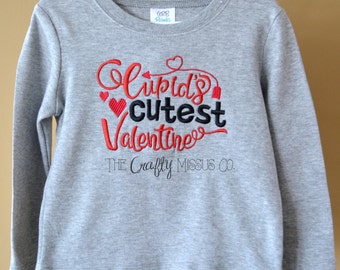Boy's Grey Valentine's Shirt-Cupid's Cutest Valentine-Mommy's Valentine-Valentine Shirt for Boy-Cutest Valentine-Valentine Shirt for Girl