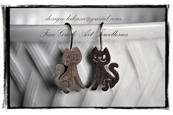 cat earrings sterling silver white gold plated jewelry Lakasa e-shop best gifts ideas for her birthday anniversary girl christmas mother
