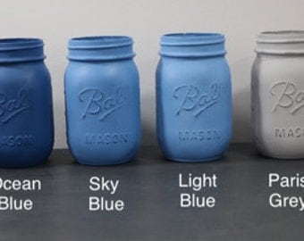 Blue and Grey Mason Jars