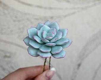Succulent hair pin Bridal flowers hairpin Wedding hair accessories Bridal headpiece Blue succulent Wedding hair pins bridesmaid hair