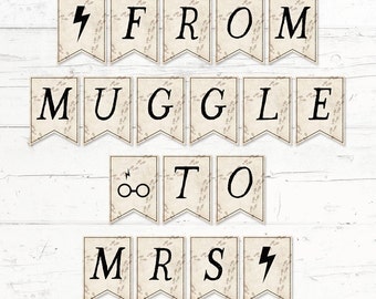 Harry Potter Bridal Shower Banner - From Muggle to Mrs Harry Potter Printable Bridal Shower Banner - Instant Download