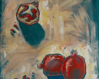 Still life,still life with granates,conceptual painting,oil painting,original oilpainting,interior painting,oil on canvas,garnets