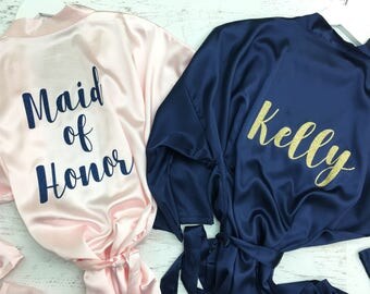 Personalized Robe / Glitter Bridesmaid Robe / Bridal Robes / Wedding Satin Robes / CL SOL