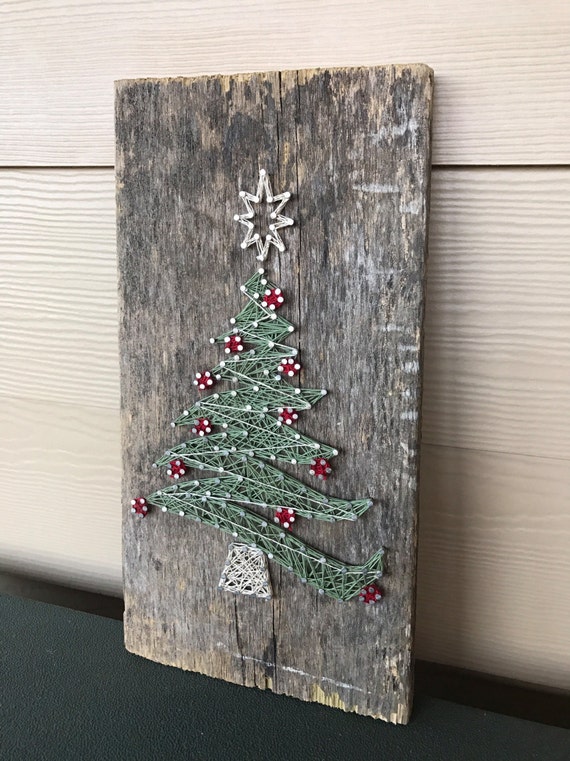 Items similar to Christmas Tree String Art on Barnwood on Etsy