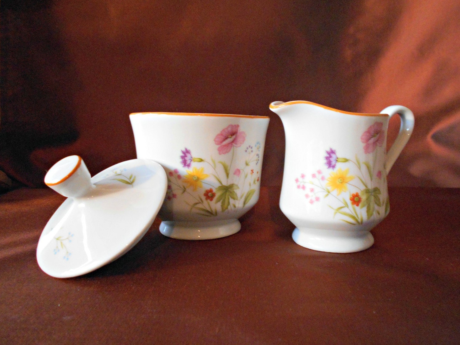 Vintage Creamer and Sugar Set Stratford Mikasa Summer Melody