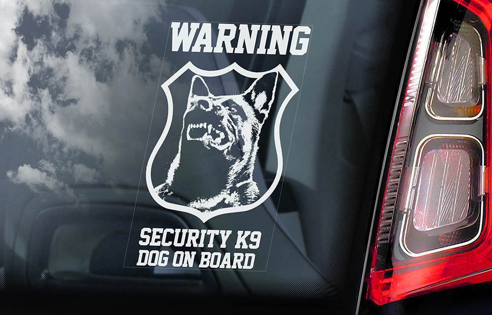 Security K9 Dog On Board Car Window Sticker Belgian Malinois