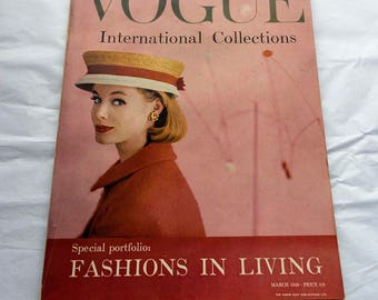 Vintage Vogue Magazine March 1959 (UK Edition) Fab Henry Clarke Cover International Collections