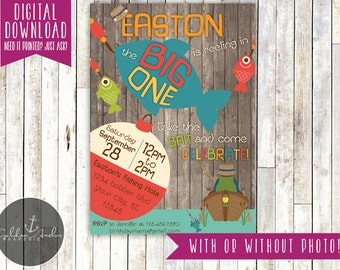 The Big One Fishing Birthday, Big One Fishing Invitation, Fishing First Birthday, Fisherman Birthday Invite, Photo - Printable DIY