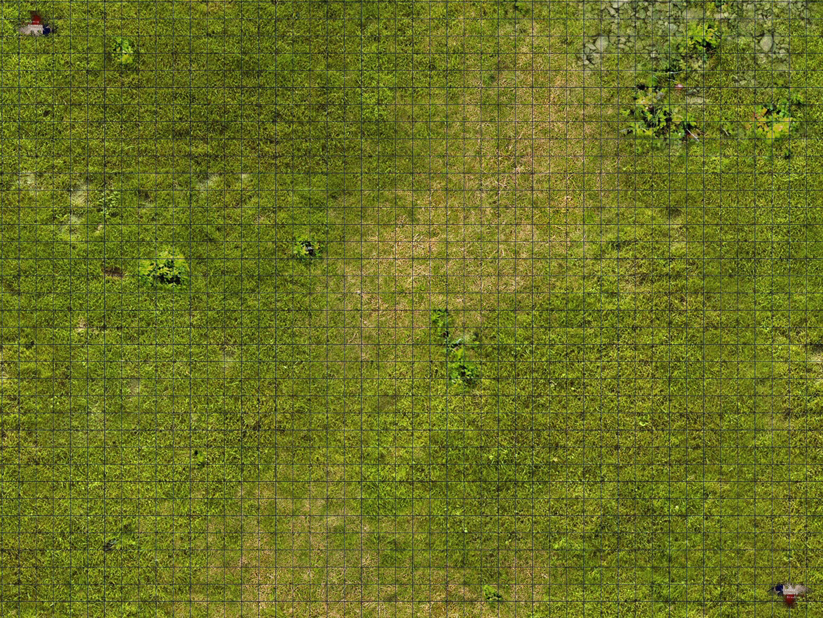 Grass Themed 1 inch grid tabletop rpg mats available in