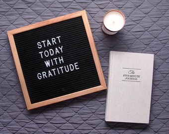 Black felt - Oak frame type board letter board typography art