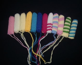 3 x Reusable, washable knitted tampons with a bamboo fleece core, none applicator, Approximately 6.5cm or 2 inches