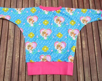 One of a kind! Sweet Longsleeve bat shirt Gr. 110/116 Princess Emmy with horses. Handcrafted