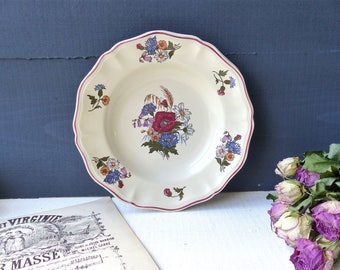 SHABBY old plate French Sarreguemines rustic earthenware France Lorraine campaign rustic décor french Vintage plate flowers