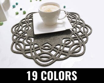 Felt placemat, modern placemat, stylish placemat, table placemat, round, 19 colors - Malibu