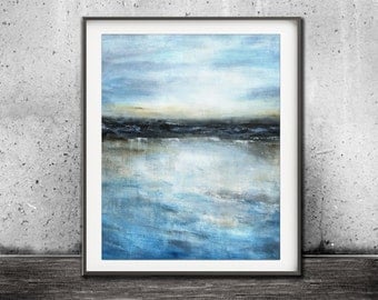 Blue print digital download printable art digital print abstract landscape print art painting wall decor seascape modern design artwork