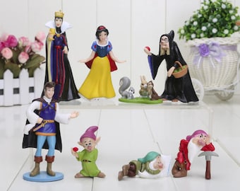 Snow white cake topper set figures birthday cake topper snow white party dwarfs prince charming evil queen witch collectable
