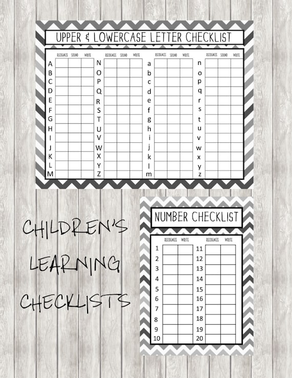 Items similar to Children's Learning Checklists Printables on Etsy