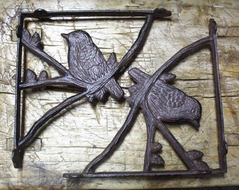 2 Cast Iron Antique Style BLUE BIRD Brackets Garden Braces Shelf Bracket