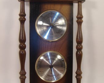 Vintage Jason Wood Weather Station Barometer-Thermometer-Humidity Hygrometer wall hanging weather forecaster