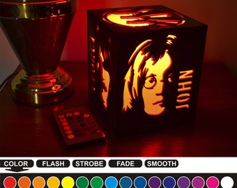 Beatles color led nightlight Color led lamp Wood night light Beatles Housewarming gift Home decor Nightlight box Birthday gift Bedroom decor