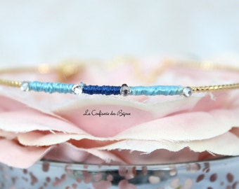 Bracelet silver plated ring, sky color