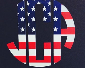 American Flag Monogram Decal, Monogram Car Decal, Laptop Monogram, Preppy Monogram, Preppy Decal