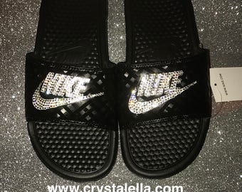 Gold Metal Nike Benassi Swoosh Slide Sandals Flip Flop Men