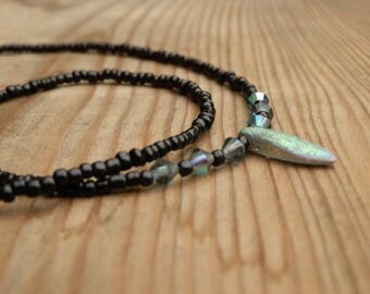 Black shimmer dental chain with original glass beads from "CzechBeadsExclusive"