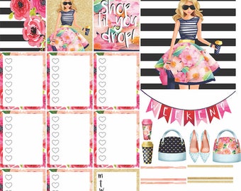 PRINTABLE PLANNER STICKERS (weekly kit) - Kate Spade / Barbie Girl