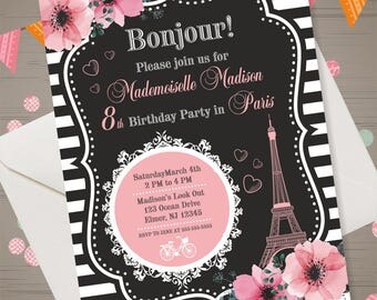 Paris Invitation Paris Birthday Party Eiffel Tower Invitation Paris Invite Eiffel Tower Invite French Party Invitation oh la la invitation