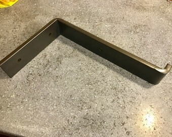 Heavy Duty Powder Coated Handcrafted Industrial Bent Metal Shelf Bracket With Lip. 2" X 3/8" Steel Flat Bar