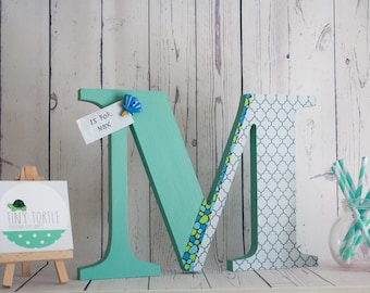 Freestanding wooden letter, Wooden initial, new baby gift, baby shower, nursery decor, christening gift, personalised gift.
