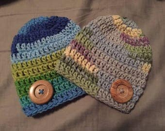 Crocheted Baby Beanie with Button